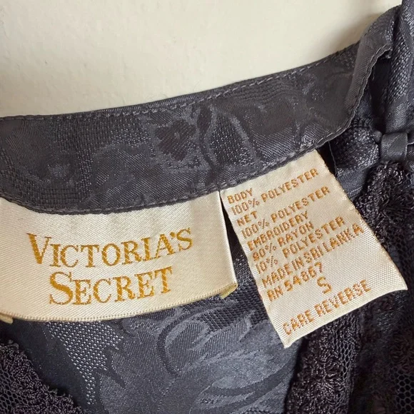 Victoria’s Secret Vintage Gray Satin Kimono Robe Chemise Set - Picture 7 of 9